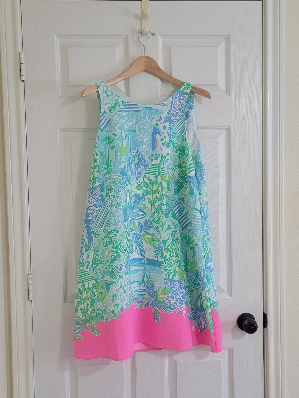 Lilly Pulitzer Jackie Shift Dress in Whisper Blue Beach Happy Size M